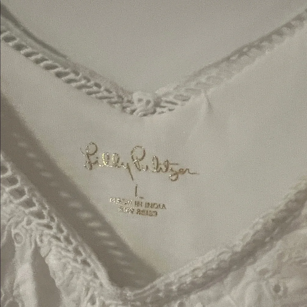 Lilly Pulitzer White Eyelet Ruffle Blouse Size L - Picture 3 of 6